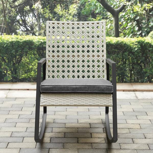 Walker Edison Furniture Company Light Grey Rattan Modern Patio