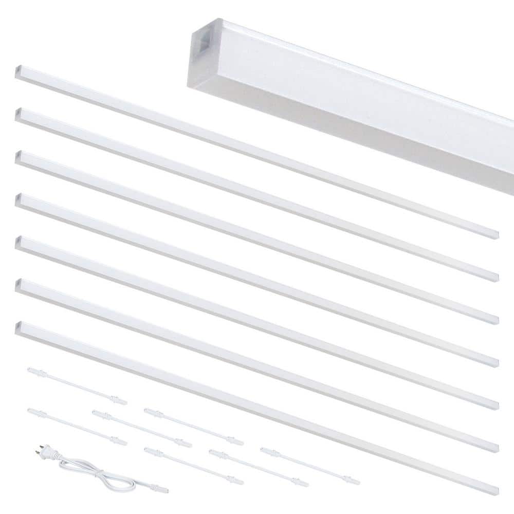 Armacost Lighting Ultra Slim 44 in. 120V Plug-In White Integrated LED Linkable Magnetic Under Cabinet Light, (8-Pack), 5000K Bright White