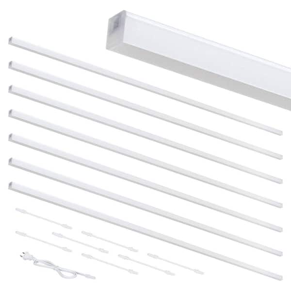 Ultra Slim 44 in. 120V Plug-In White Integrated LED Linkable Magnetic Under Cabinet Light, (8-Pack), 5000K Bright White