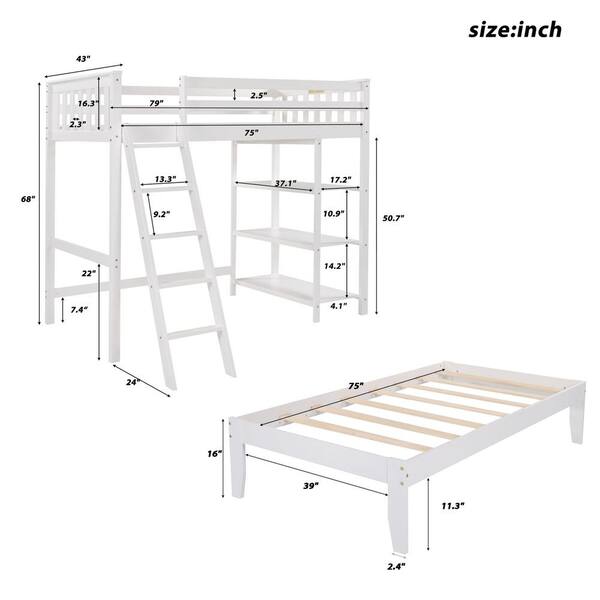 Utopia 4niture Emery White Twin Loft, Your Zone Twin Loft Bed Instructions