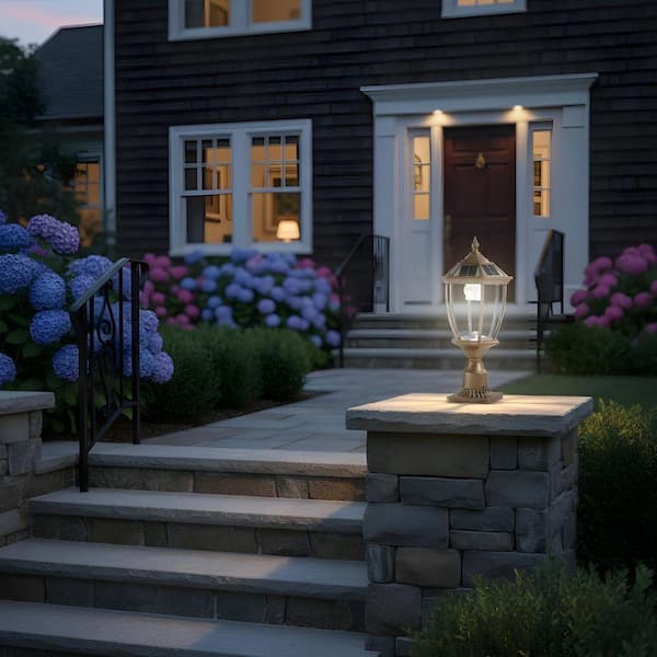 20.1 in. 1-Light Bronze Solar Retro Outdoor Post Top Lantern with LED Light (1-Pack)