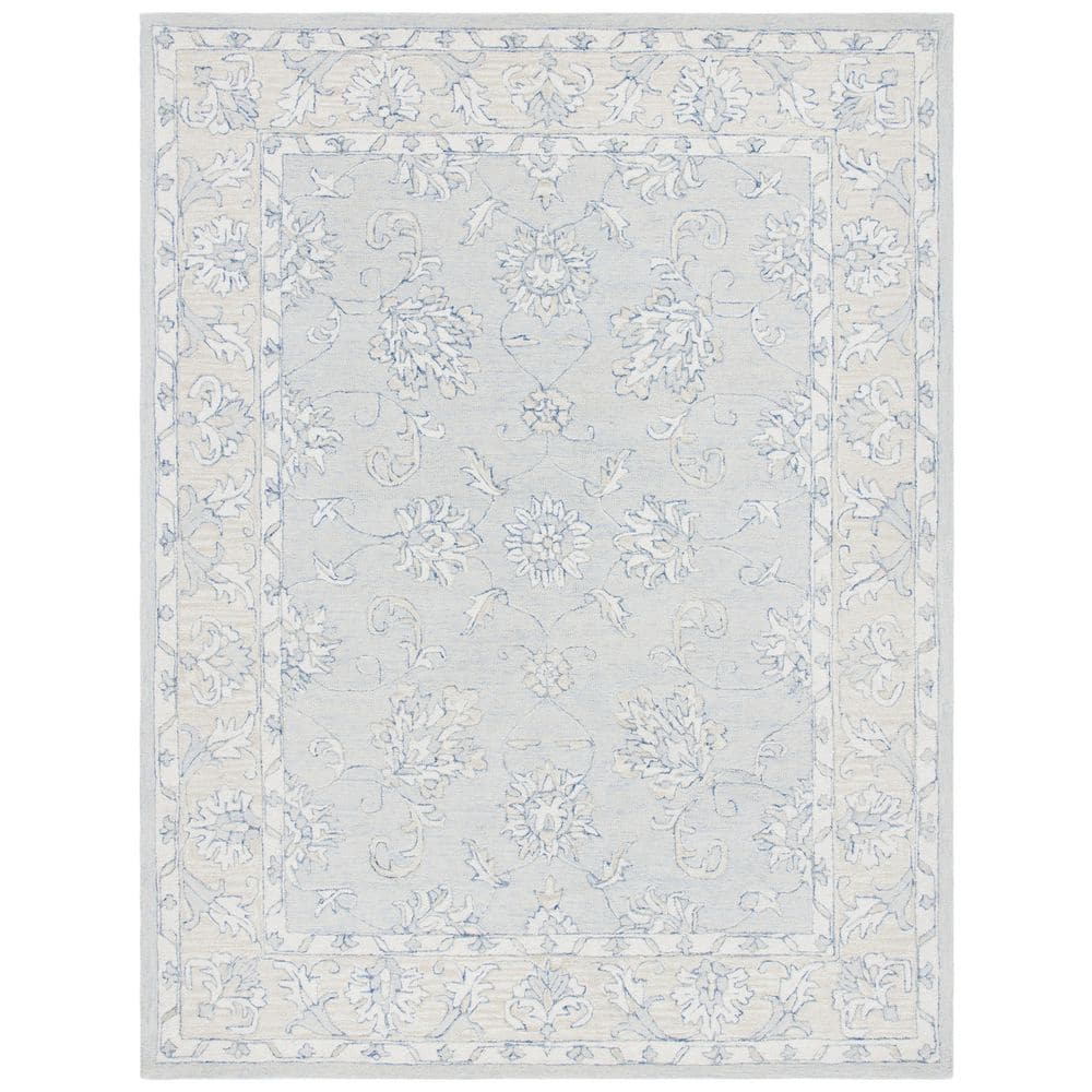 Handmade Blue Wool Medallion Tufted 8' x 10' Rug
