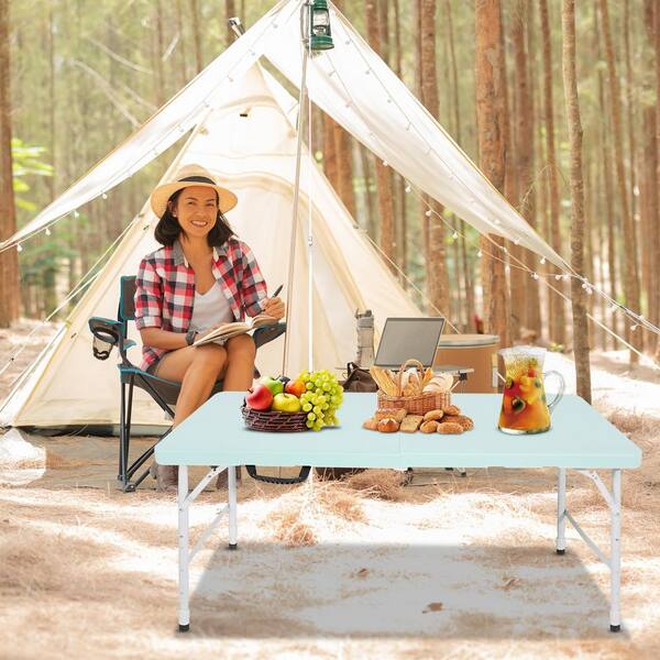 297 lbs. Capacity 4 ft. Indoor and Outdoor Blue Portable Folding