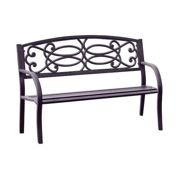 Benjara 50.4 in. Potter Armrests Metal Patio Bench BM123010 - The Home ...