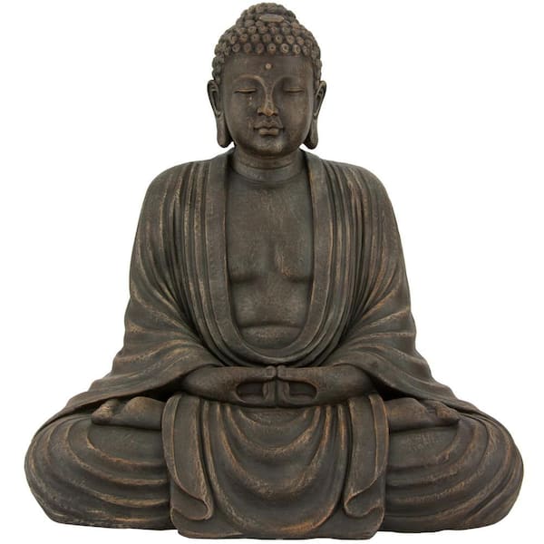 Red Lantern 17 in. Japanese Sitting Buddha Decorative Statue STA