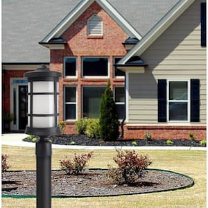 17.25 in. H x 7.25 in. W Black Housing and Frost Acrylic Lens Round Decorative Composite Post Top Light 4000K LED Lamp