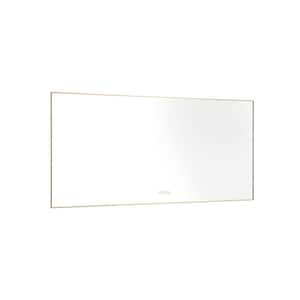 36 in. W x 84 in. H Large Rectangular Aluminium Framed LED Light Wall Bathroom Vanity Mirror in Gold