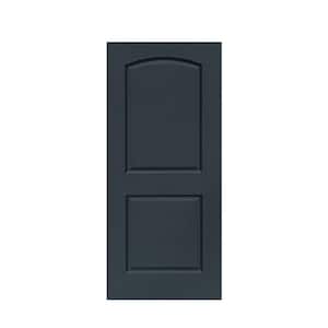 36 in. x 80 in. 2-Panel Hollow Core Charcoal Gray Stained Composite MDF Round Top Interior Door Slab for Pocket Door