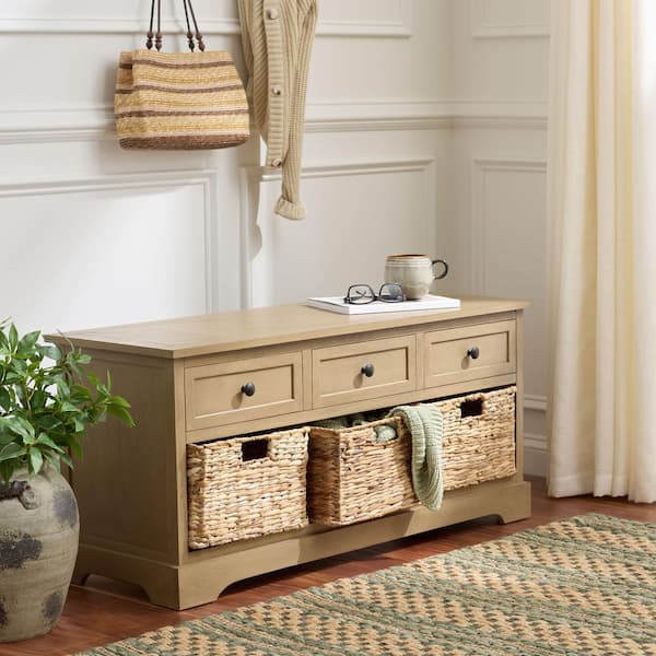 Damien 42 in. Desert Brown Storage Bench with 3 Drawer