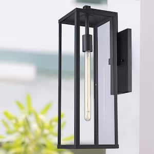 Oxford 22.5 in. 1-Light Black Modern Outdoor Wall Light Fixture with Clear Glass