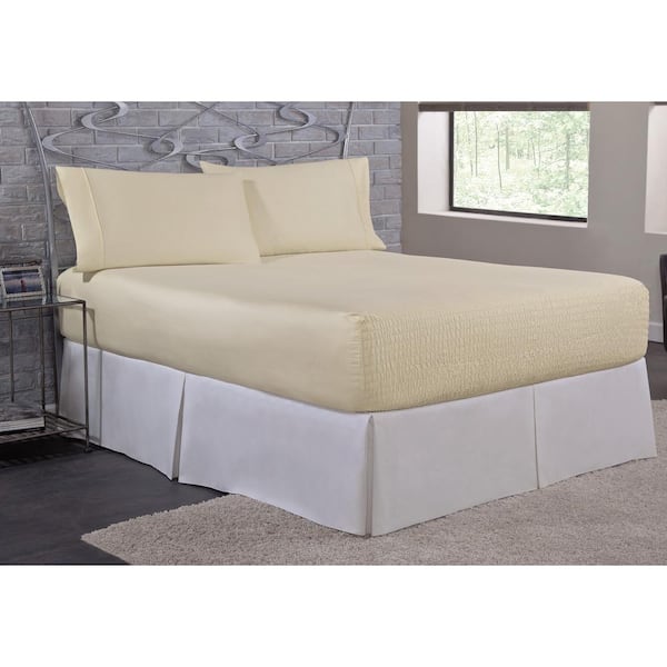 Bed Tite Bed Tite Microfiber 4-Piece Ivory Solid 200 Thread Count Microfiber Queen Sheet Set