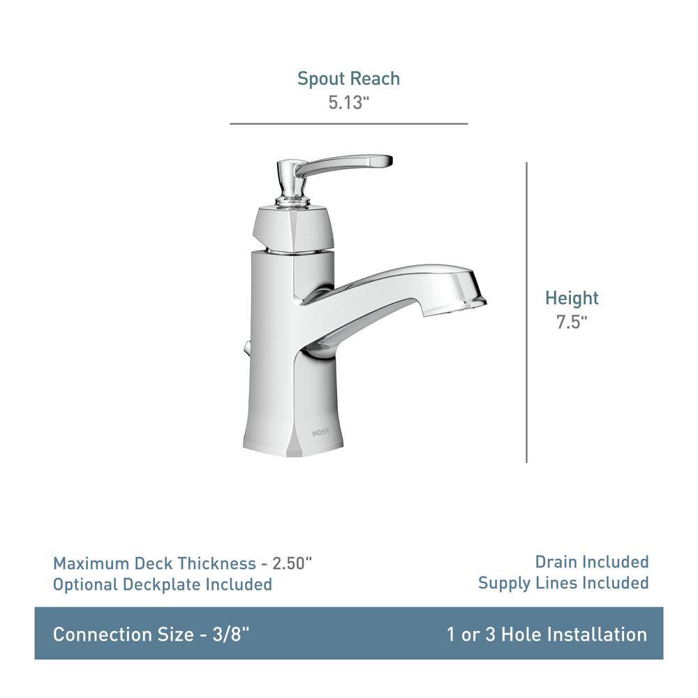Conway Brushed Nickel Single Hole Bathroom Faucet with Drain Assembly