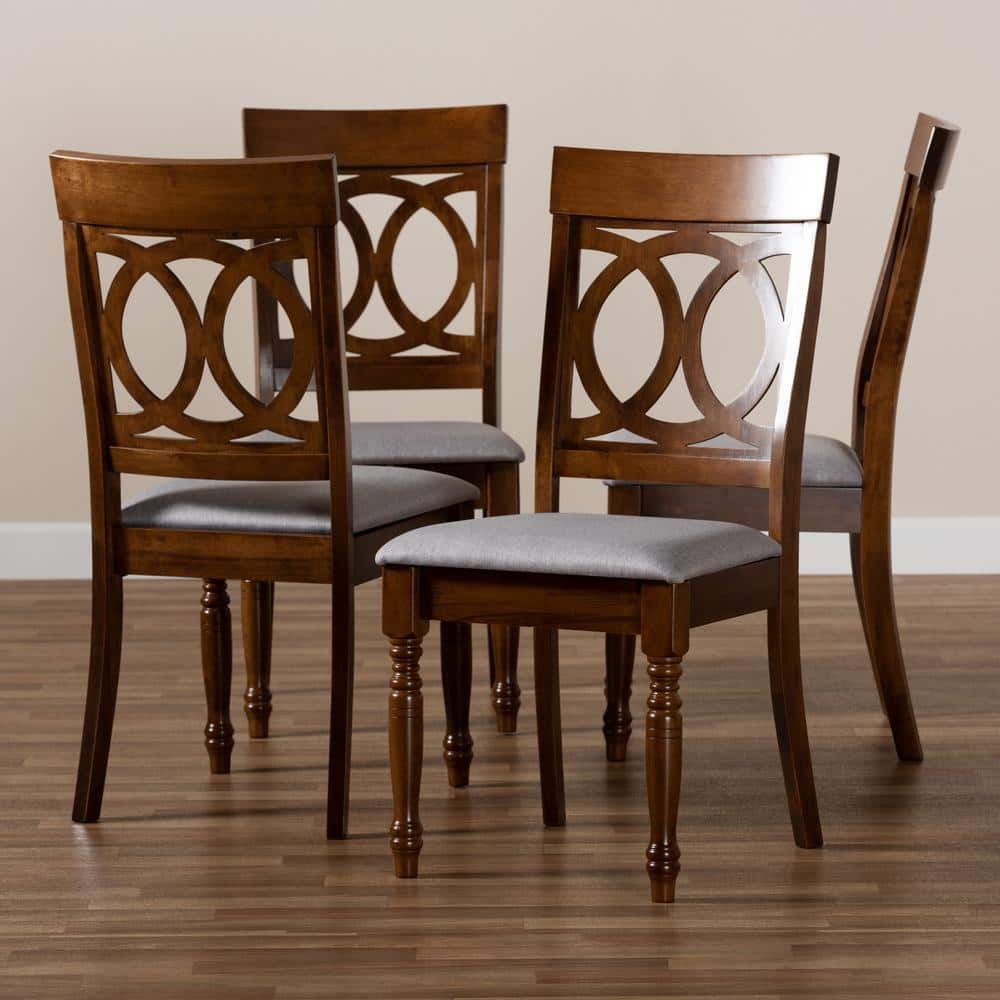 Lucie Grey and Brown Low Wood and Cane Side Chair