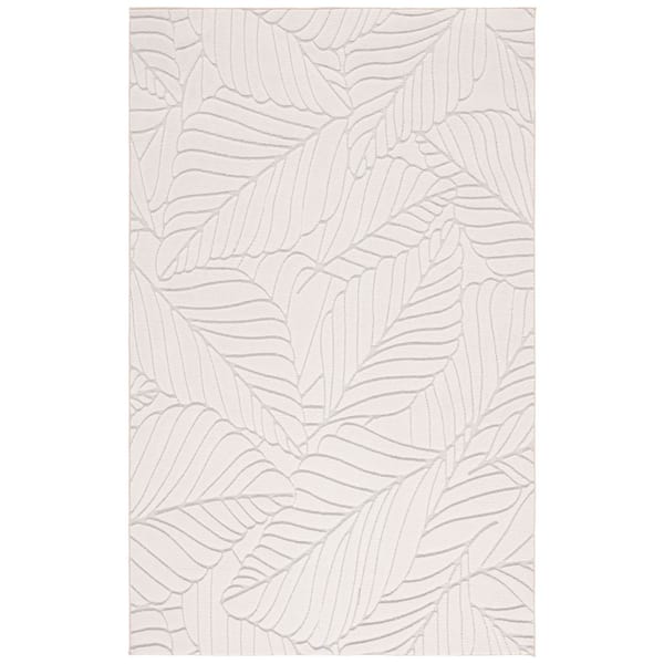 Versailles 5 ft. x 8 ft. Ivory Botanical Tropical Leaf Washable Area Rug