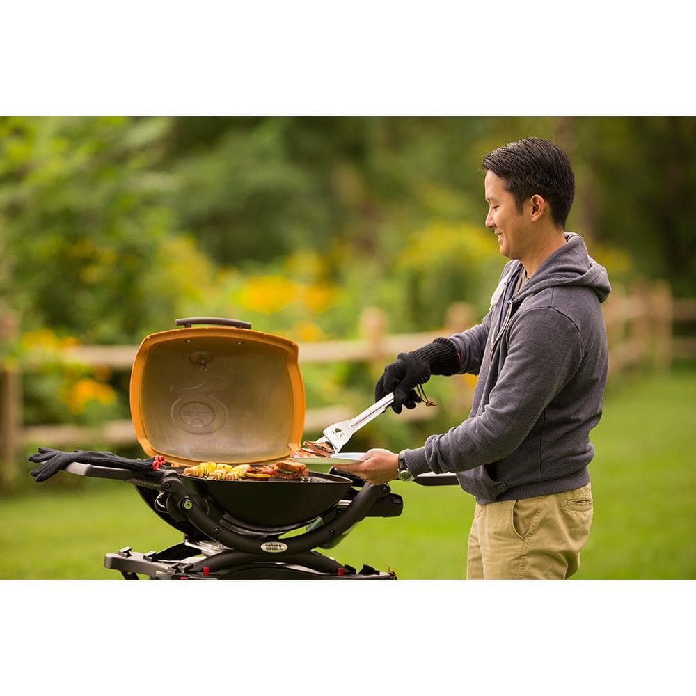 Weber Q1200 Red Portable Propane Gas Grill with Folding Tables