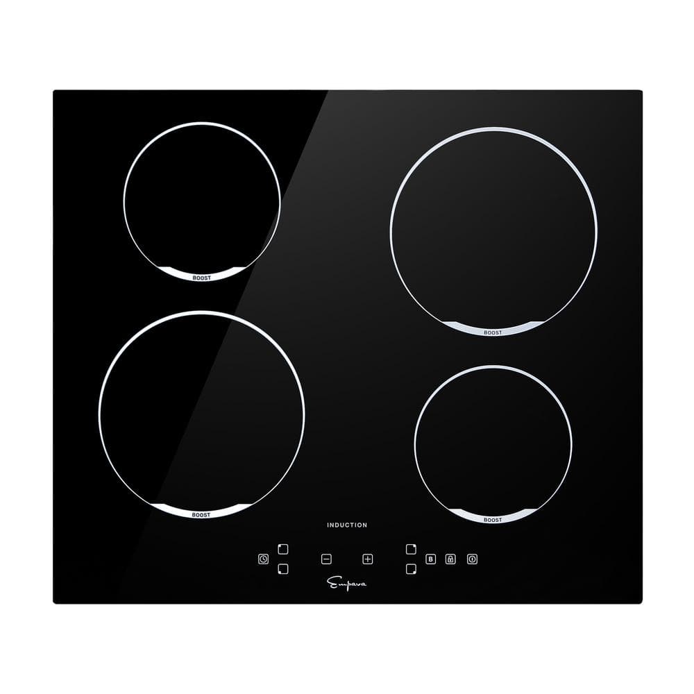 Empava 24 in. Induction Modular Cooktop in Black with 4 Elements including 3,000-Watt Element
