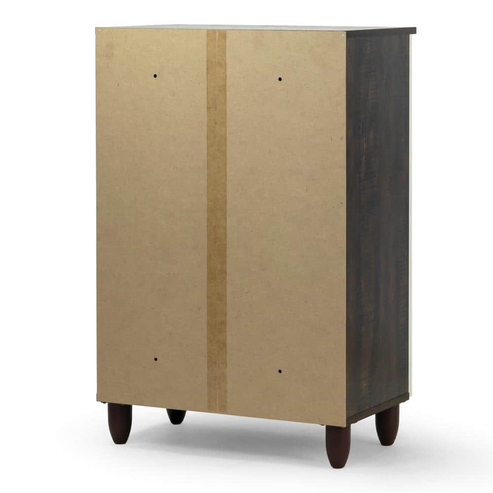 Anthea White and Wenge Particle Board Shoe Cabinet with Four Shelves