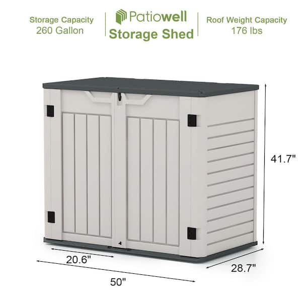42 in. W x 23 in. D x 35.5 in. H Gray Plastic Outdoor Storage Cabinet