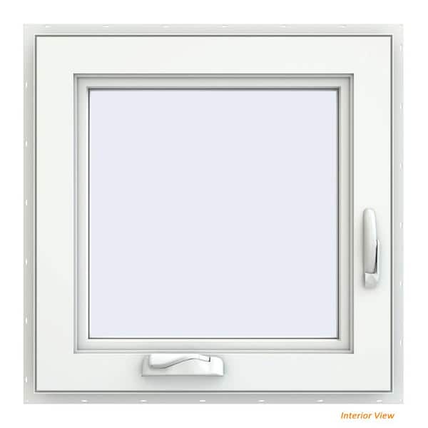 24 in. x 24 in. V-4500 Series Black Exterior/White Interior FiniShield Vinyl Right-Handed Casement Window w/Mesh Screen