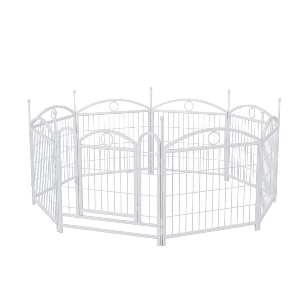 Dog Playpen, 24 in. H 8-Panels Fence Indoor Outdoor Heavy-Duty Metal Foldab