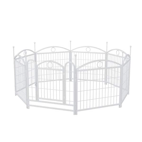 Unbranded Dog Playpen, 24 in. H 8-Panels Fence Indoor Outdoor Heavy-Duty Metal Foldable Dog Kennel Dog Pen with Anti-Rust Coating