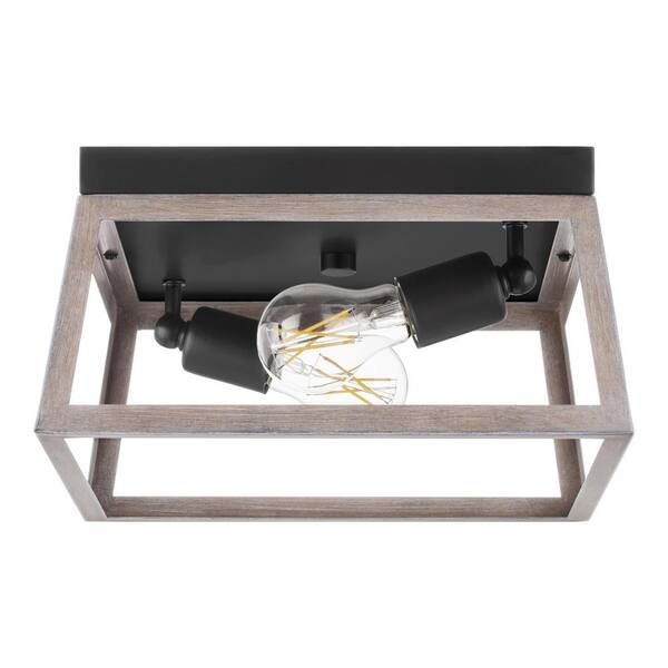 Hampton Bay Burkepoint 2Light Woodgrain Flush Mount HD1902I The