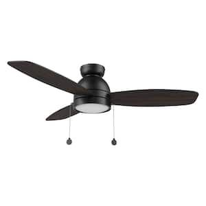 Troyes 48 in. Integrated LED Indoor Black 5-Speed DC Ceiling Fan with Light Kit and Color Changing Pull Chain
