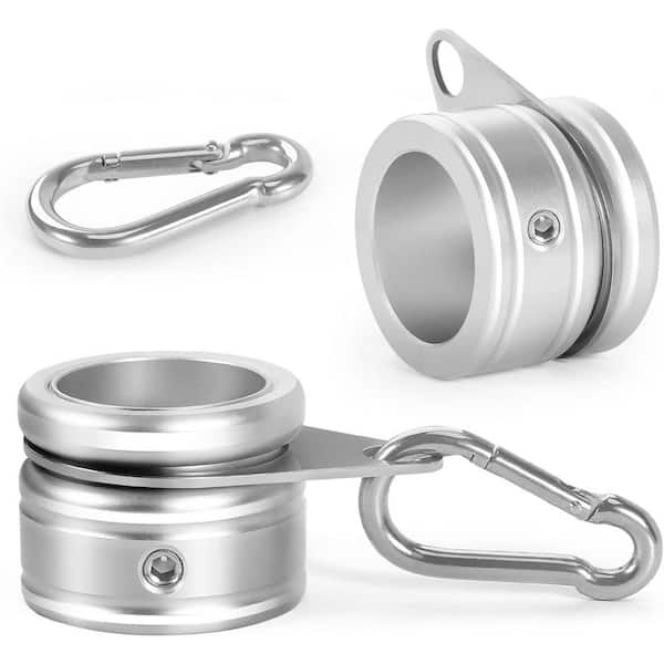 1.25 in. Flag Pole Rings (2-Pack, Silver)-Aluminum Alloy 360° Anti-Wrap with Carabiner