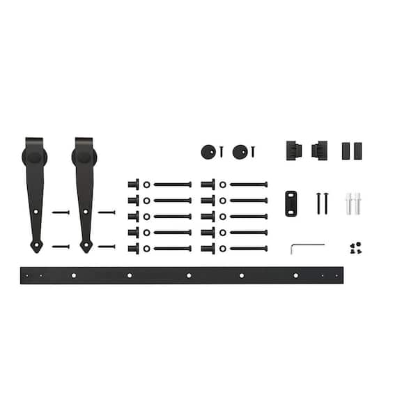 6 ft. Black Steel Solid Arrow Style Mini Sliding Rolling Barn Door Hardware Kit for Single Furniture Wood Doors