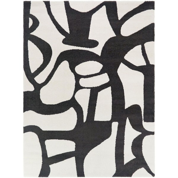 Montanes Cream/Black 5 ft. x 7 ft. Abstract Contemporary Area Rug
