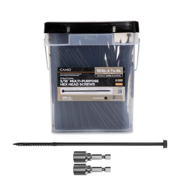 CAMO 5/16 in. x 10 in. Hex Head Multi-Purpose Hex Drive Structural Wood Screw - PROTECH Ultra 4 Exterior Coated (250-Pack)