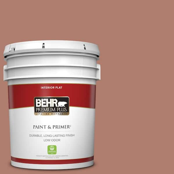 BEHR PREMIUM PLUS 5 gal. #PPU2-11 Mars Red Flat Low Odor Interior Paint & Primer