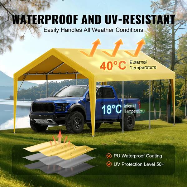 VEVOR Carport Replacement Canopy Cover 10 x 20 ft. Heavy Duty Waterproof and UV Protected Only Top Cover Frame Not Include CKPB10X20FTMRCY4TV0 The Home Depot