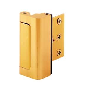 Door Reinforcement Lock, 3 in. Stop, Aluminum Construction, Gold Anodized Finish