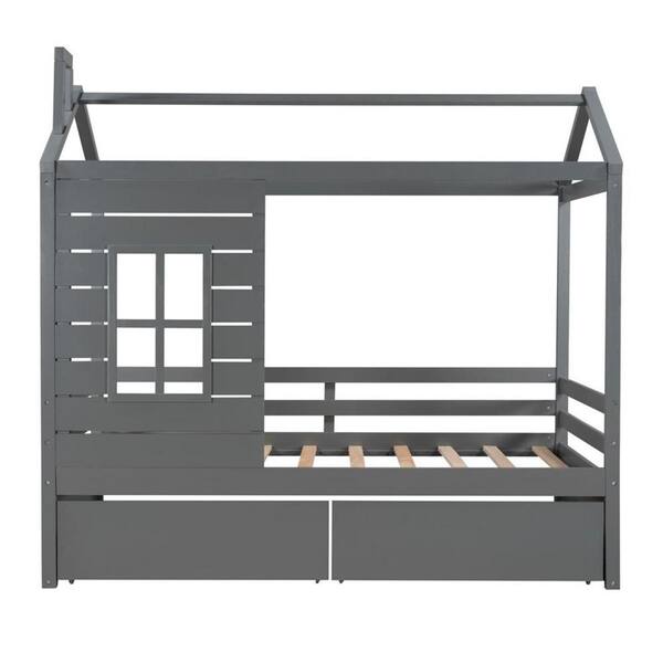 HomeRoots Gray Composite Frame Twin Panel Bed