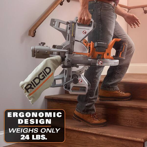 RIDGID - 18V Brushless Cordless 7-1/4 in. Dual Bevel Sliding Miter Saw with 18V Lithium-Ion 4.0 Ah Battery (2-Pack)