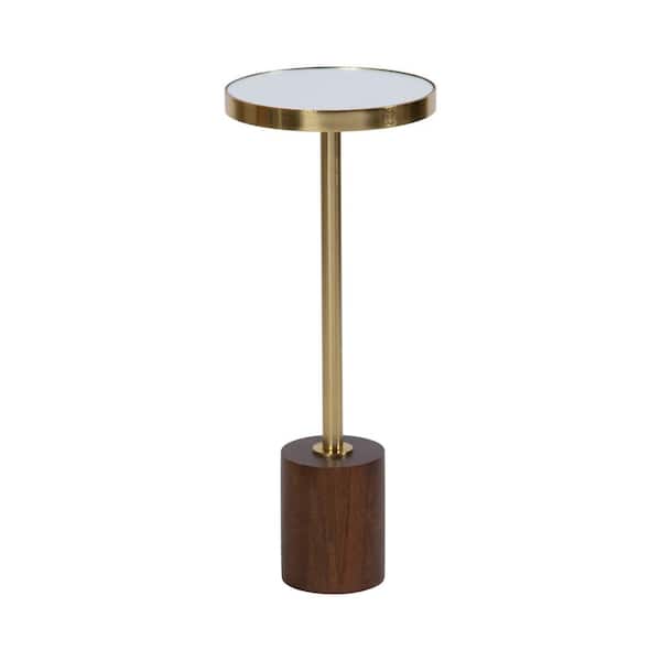 Kate and Laurel Hescott 10 in. Gold Round Glass End Table