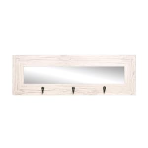 32.5 in. W x 10.5 in. H Last Look Beige/White Framed Wall Mirror with Hooks