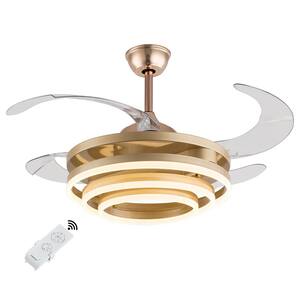 42 in. Integrated LED Indoor Gold Modern Ceiling Fan with Light Kit and Remote
