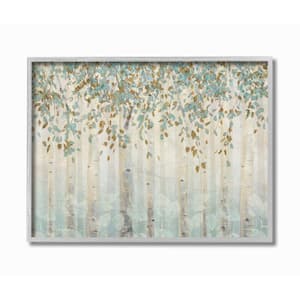 "Abstract Forest Leaves Trees Blue Tan Soft Painting" by James Wiens Framed Abstract Wall Art Print 16 in. x 20 in.