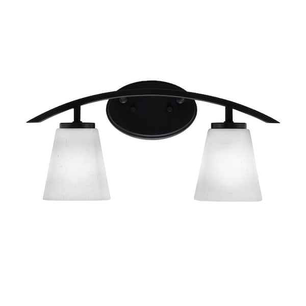 Unbranded Siena 18.25 in. 2-Light Vanity Light Matte Black with White Muslin Glass Shades