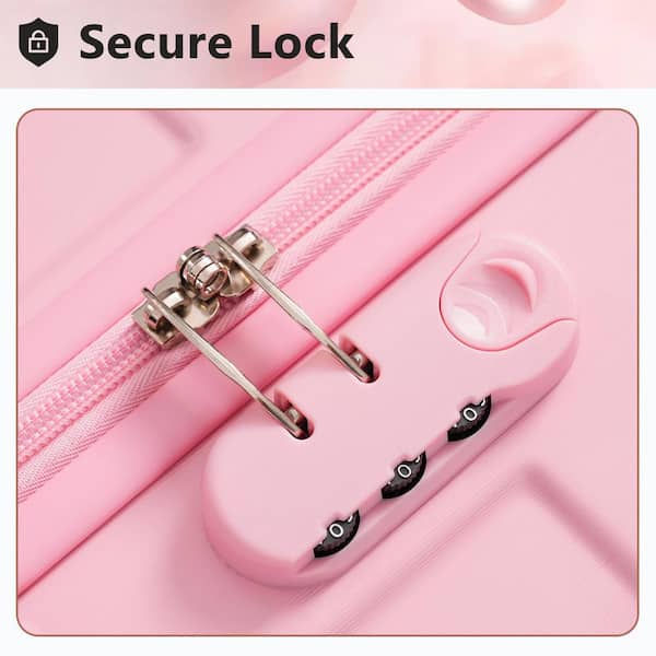 Merax Lightweight 3-Piece Soft Pink ABS Hardshell Spinner Luggage