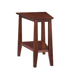 24 in. W Delton Recliner Wedge Triangle Table with Shelf, Sienna, Wooden Top