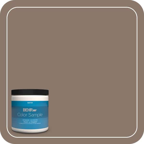 BEHR PREMIUM PLUS 8 oz. #N210-5 Caffeine Satin Enamel Interior/Exterior Paint & Primer Color Sample