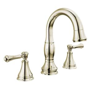Cassidy 8 in. Widespread Double-Handle Bathroom Faucet with Pull-Down Spout in Polished Nickel