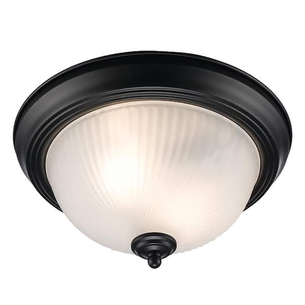PRIVATE BRAND UNBRANDED 11.25 in. 2-Light Black Flush Mount