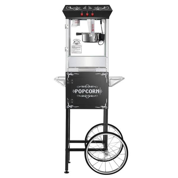 Superior Popcorn Company 8 oz. Movie Night Black Popcorn Machine with Cart