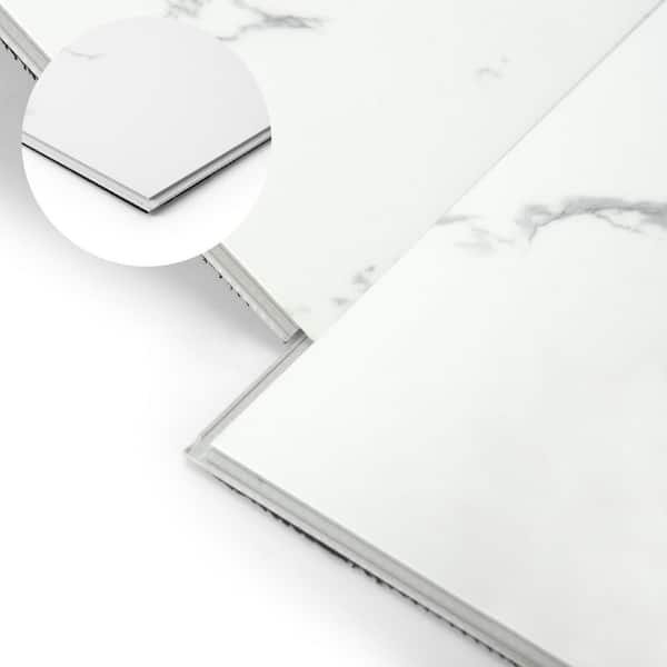 White Marble 12MIL 12 in. x24 in. Waterproof Click Lock Vinyl Plank Flooring, SPC Rigid Core Flooring(24sq. ft. /box)