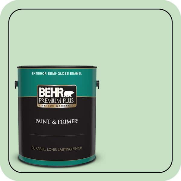 BEHR PREMIUM PLUS 1 gal. #450C-3 Green Myth Semi-Gloss Enamel Exterior Paint & Primer