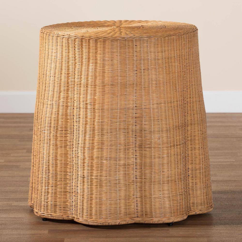 Palm 28 in. Honey Round Wicker Rattan End Table - thumbnail 4